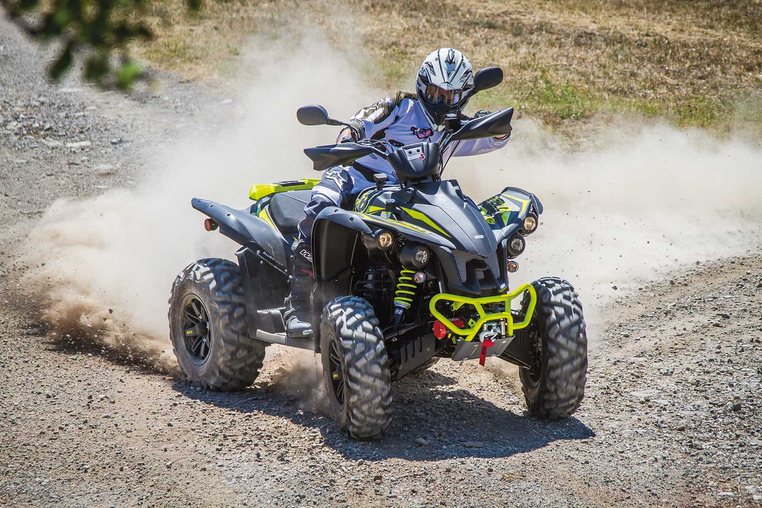 a person on a four wheeler